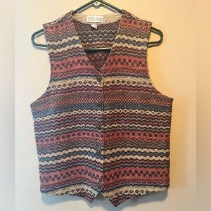 Vintage Gotcha Covered tapestry vest with silver buttons. Made in the USA size S